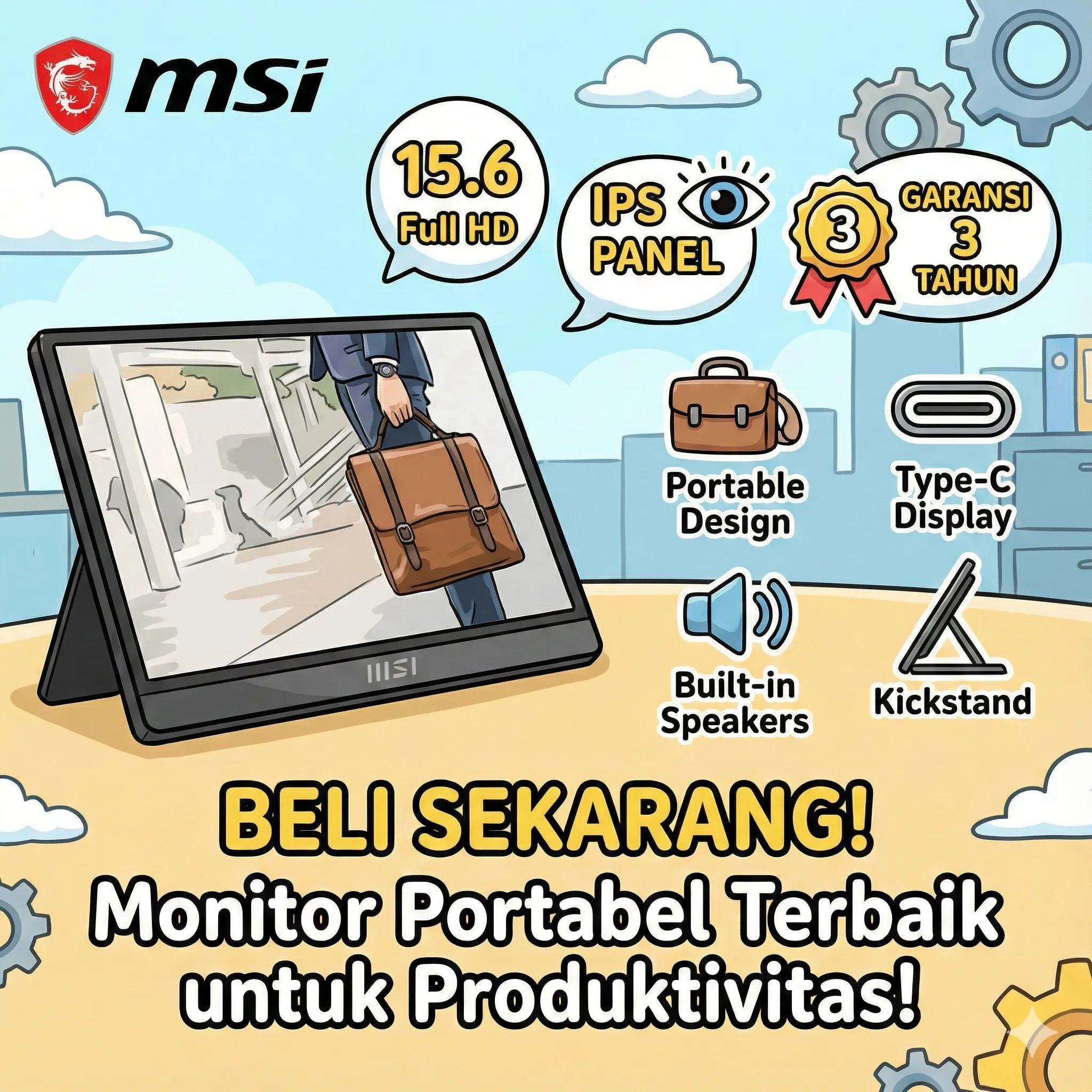 Promosi Monitor Portabel MSI PRO MP161 E2