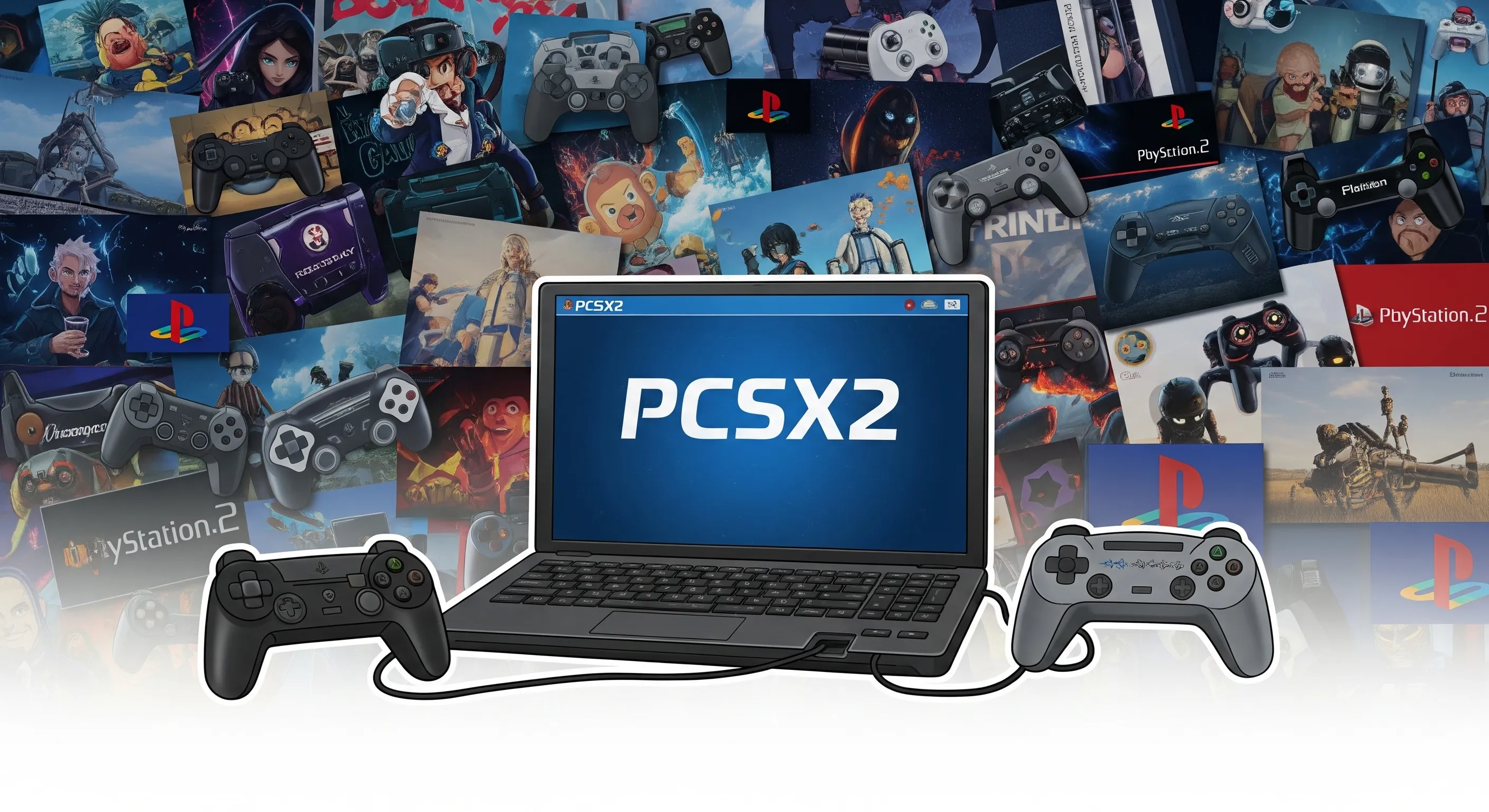 Logo emulator PCSX2 untuk main game PS2 di PC atau Laptop.
