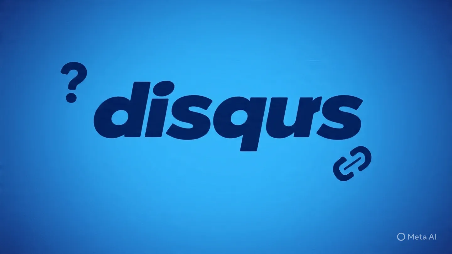Ilustrasi logo Disqus dengan tanda tanya dan simbol tautan yang rusak, melambangkan masalah URL.